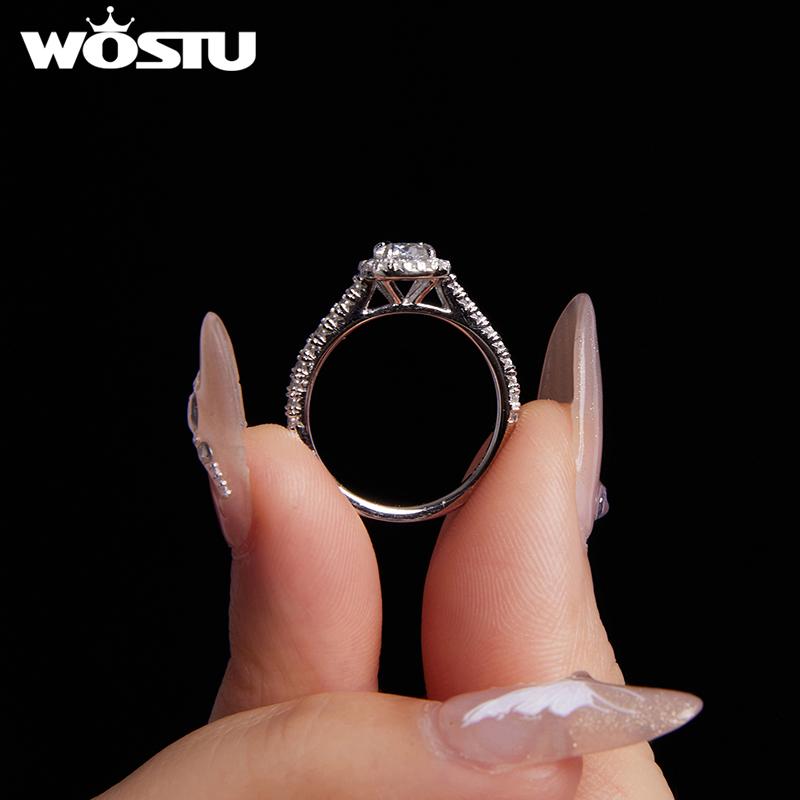 WOSTU Обручальное кольцо с одиночным муассанитом 0,5 карата для женщин, кольцо из стерлингового серебра 925 пробы с бриллиантовой огранкой, кольца-обещания, кольцо с несколькими камнями