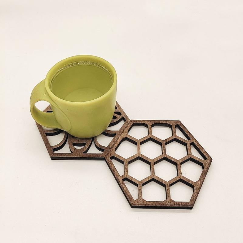 Деревянные подставки для чашек Животное Пчела Подставки на стол Подставки Пчелиное гнездо Подставки Подставки под чайные и кофейные кружки Подкладка для напитков Термостойкий Домашний декор