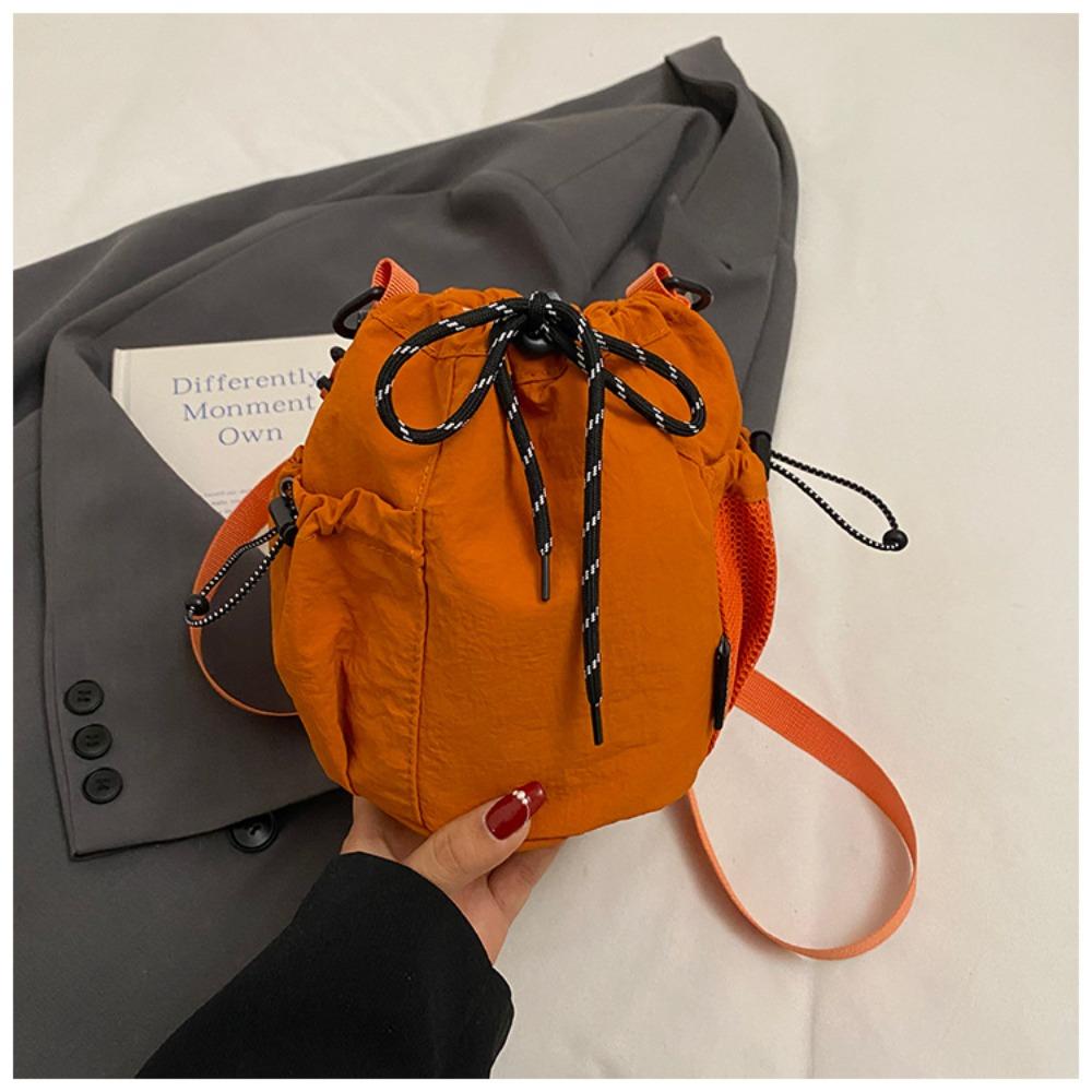 Korean Style Drawstring Bucket Bag Handbag Small Crossbody Bag Sweet Nylon Shoulder Bag  Travel