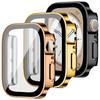 Стекло+чехол Для Apple Watch серия 8 7 6 5 4 se 44мм 45мм 41мм 40мм ПК Водонепроницаемый Защита экрана аксессуары для apple watch