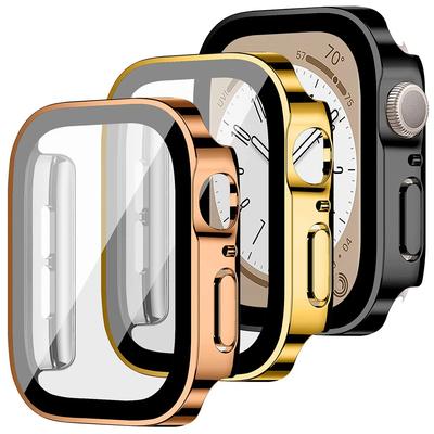 Стекло+чехол Для Apple Watch серия 8 7 6 5 4 se 44мм 45мм 41мм 40мм ПК Водонепроницаемый Защита экрана аксессуары для apple watch