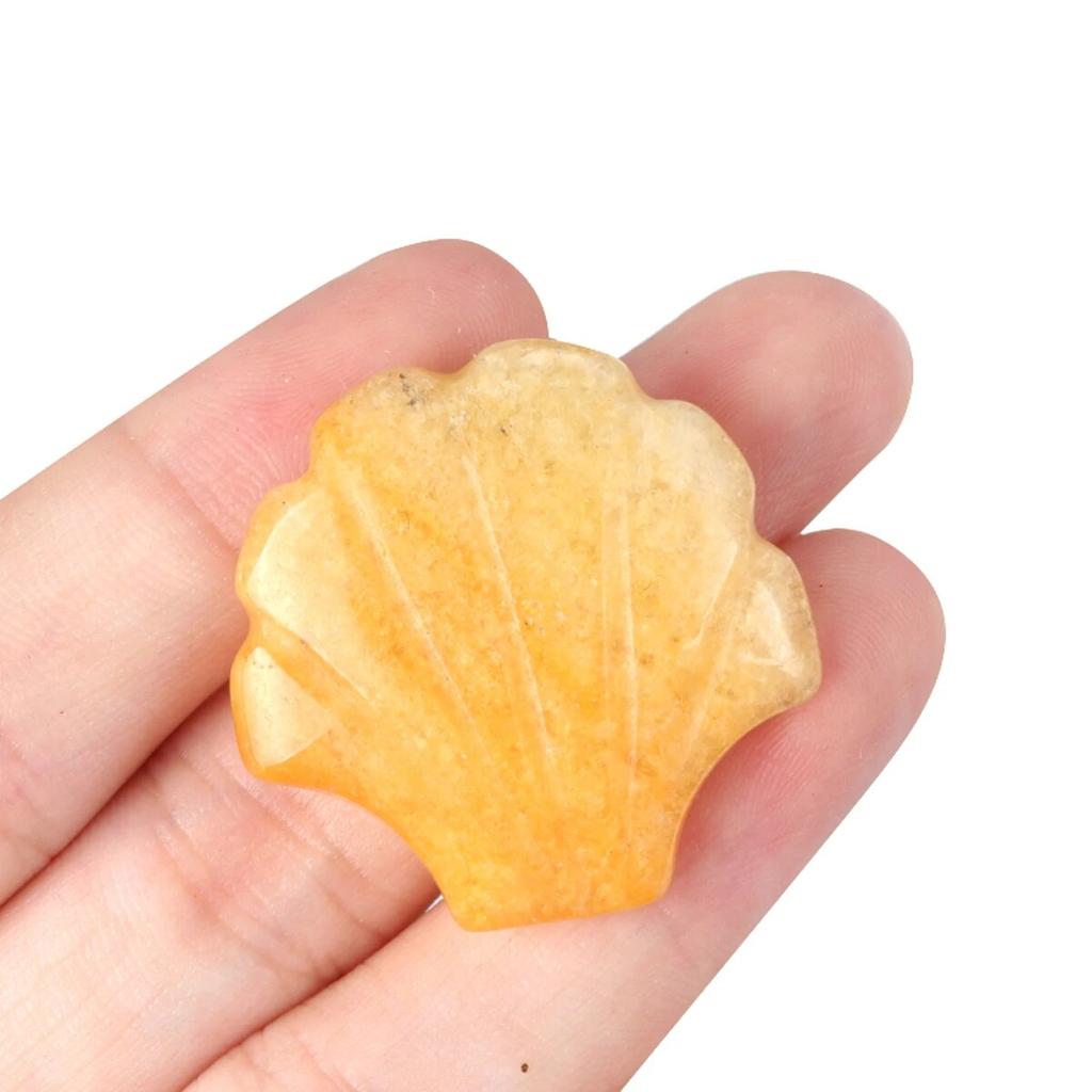 1Pcs Small Ornament Natural Stone Shell Without Hole Carved Decoration For Bedroom Desk Decoration Size 30 Mm