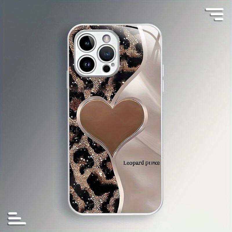 Креативный чехол для телефона с принтом сердца и леопарда, комбинированный, гальванизированный, для Samsung Galaxy S25 S24 S23 Ultra Plus FE, закаленное стекло