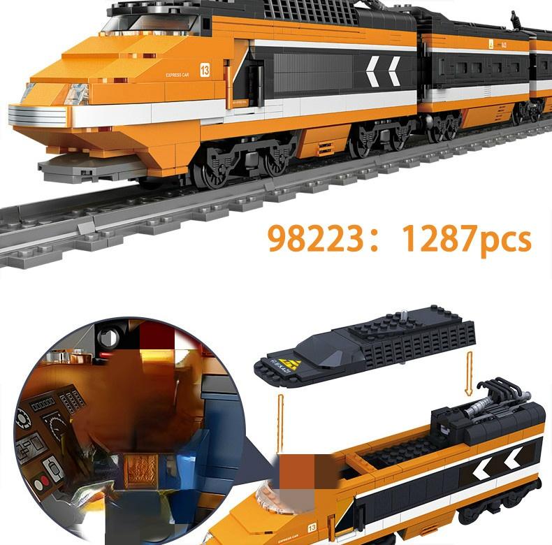 Технический городской электропоезд высокотехнологичный железнодорожный путь строительные блоки транспортное средство метро сборные кирпичи игрушки рождественские подарки для детей и взрослых