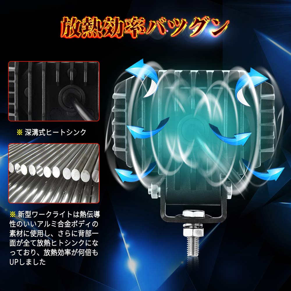 60W Yellow Narrow Angle LED Work Compatible with IP68 and Compatible with and Includes 2 Universal LED Work UNI-SHINE Lights, 3200K, 12V/24V,