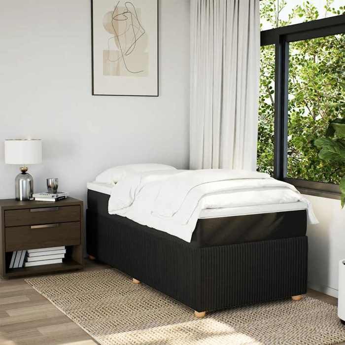 Maison Exclusive - Sommier à lattes de lit avec matelas Noir 100x200 cm Tissu