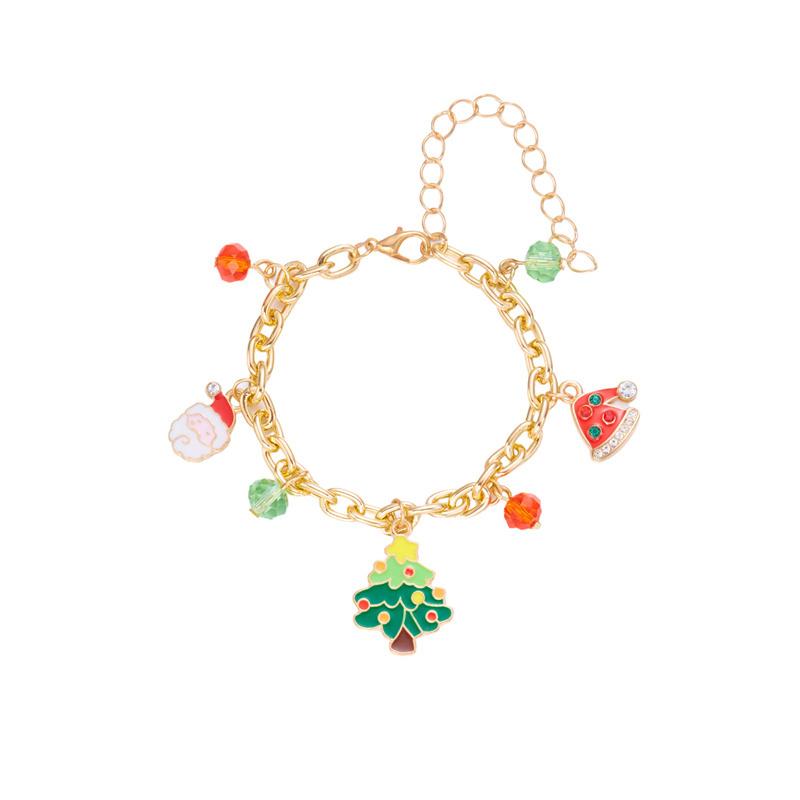 Christmas Santa Claus Snowman Tree Pendant Bracelet For Women Girls Exquisite Christmas Party Bracelet Jewelry Adjustable Gift