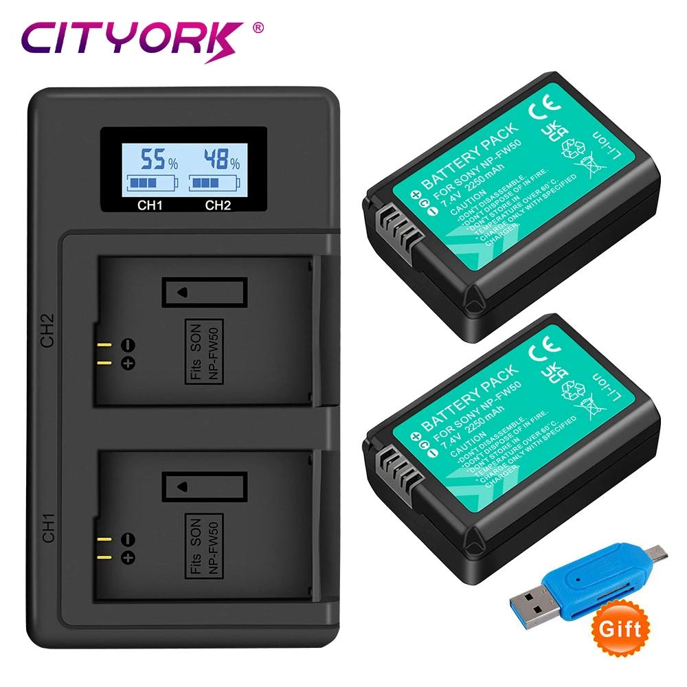 Cityork NP-FW50 NP FW50 аккумулятор для камеры + зарядное устройство для ЖК-дисплея для Sony Alpha A6500 A6300 A6000 A5000 A3000 NEX-3 A7 A7II A7RII A7SII A7S