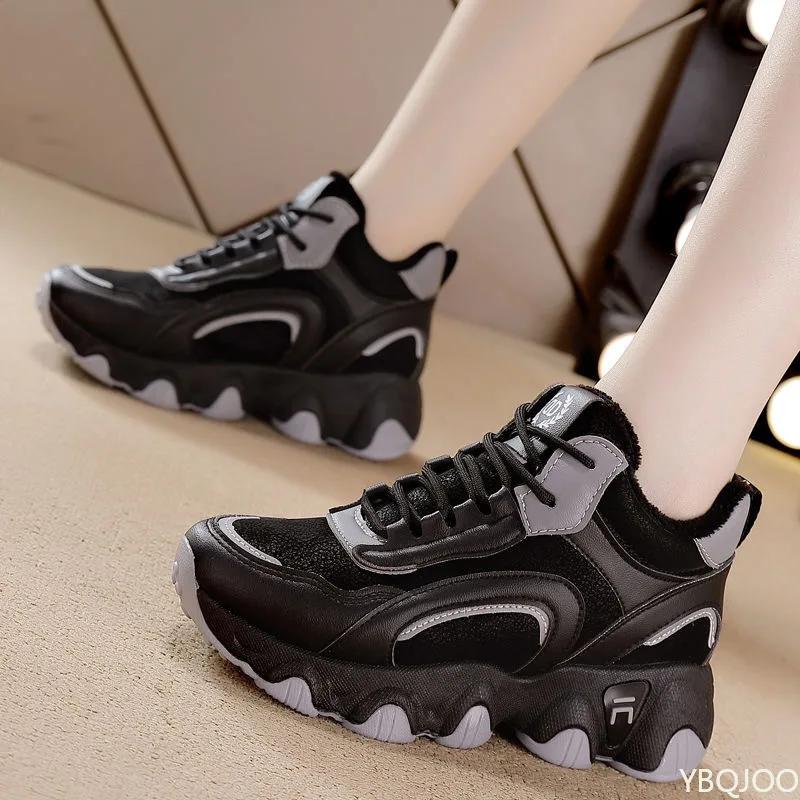 Winter Velvet Fashion Shoes Women Thick Soled Sneakers Plush Soft Sole LaceUp Flat Warm Wear-resistant Casual Cotton Shoes Mujer