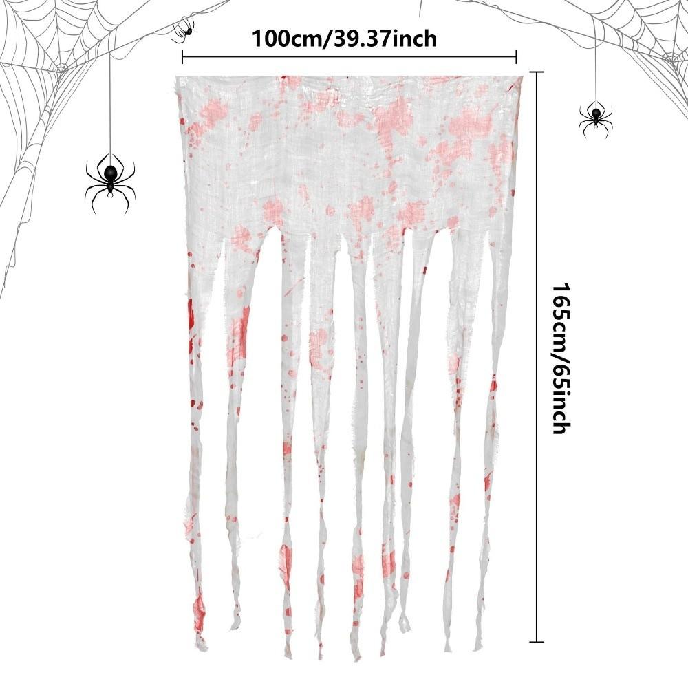 Irregular Frayed Torn Strip Scary Bloody Curtain Blood Splatter Gauze Door Hanging Ghost Festival