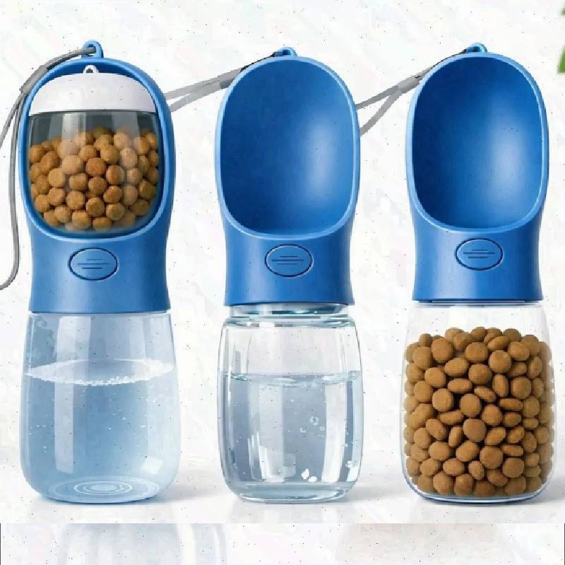 Бутылка для воды для домашних животных с кормушкой для собак и кошек, портативная пластиковая, для путешествий на открытом воздухе