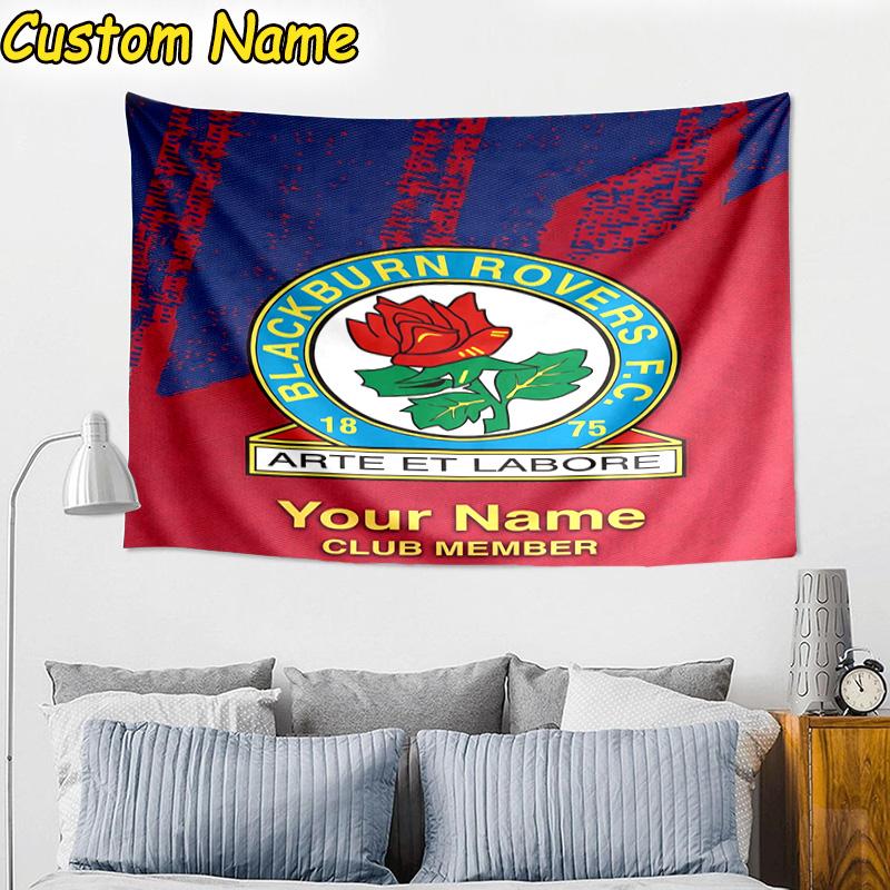 Custom Name Blackburn Rovers Crest Tapestry Room Decoration Wall Hanging for Living Room Bedroom, dormitory, Birthday and Christmas gifts
