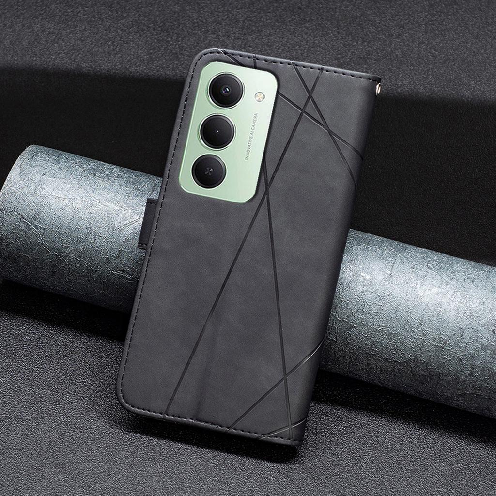 For Xiaomi Redmi 15 5G (Global) (169mm) Phone Case BINFEN COLOR Wallet Stand Geometry Imprinted Leather Cover