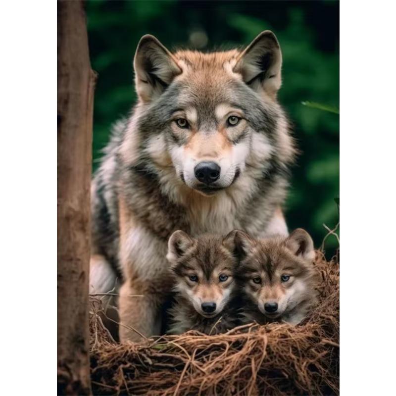 Nature Wildlife Canvas Art Print  Lions Tigers Wolf Coyote Leopard Polar Bear Family  HD Poster for Living Room Wall