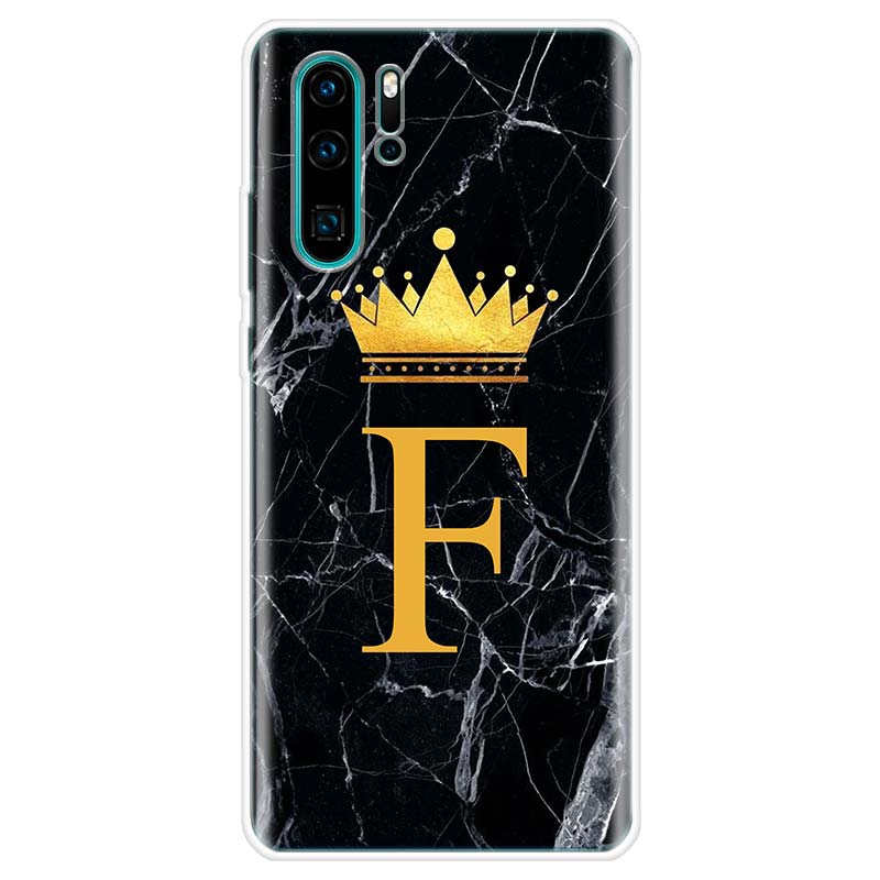 Letter Alphabet Crown A-J Cover Phone Case For Huawei Y5 Y6 Y7 Y9S P Smart Z 2019 Honor 10 Lite 9 20 9X 8S 8X 8A Pro 7A 7X Coque