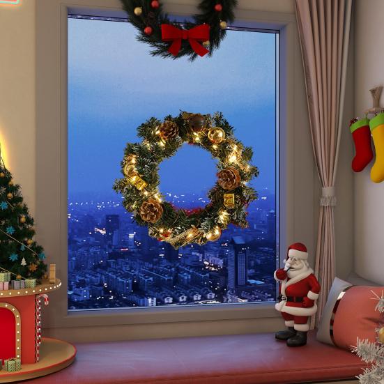 Рождественский венок Yousheng для входной двери, искусственный сосновый венок с ягодами/шишками/цветами для праздничного внутреннего/наружного настенного/оконного/верандного декора