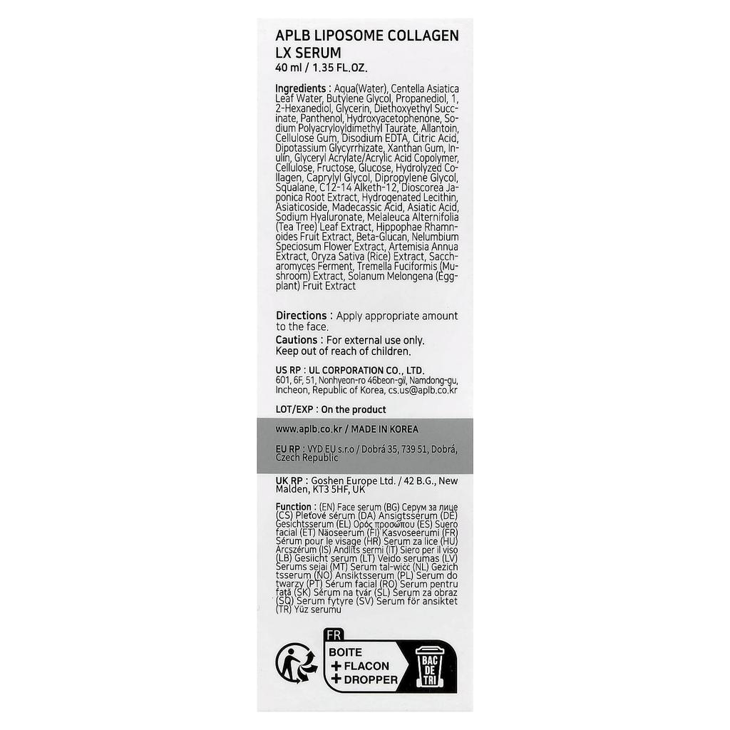 APLB Liposomal Collagen LX Serum, 40ml (1.35 fl oz)