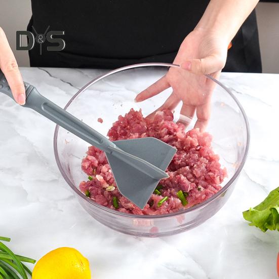 Кухонный ручной измельчитель для мяса с 4 изогнутыми лезвиями, термостойкая мясорубка для говяжьего фарша, гамбургера, мясорубка для гамбургеров с длинной ручкой