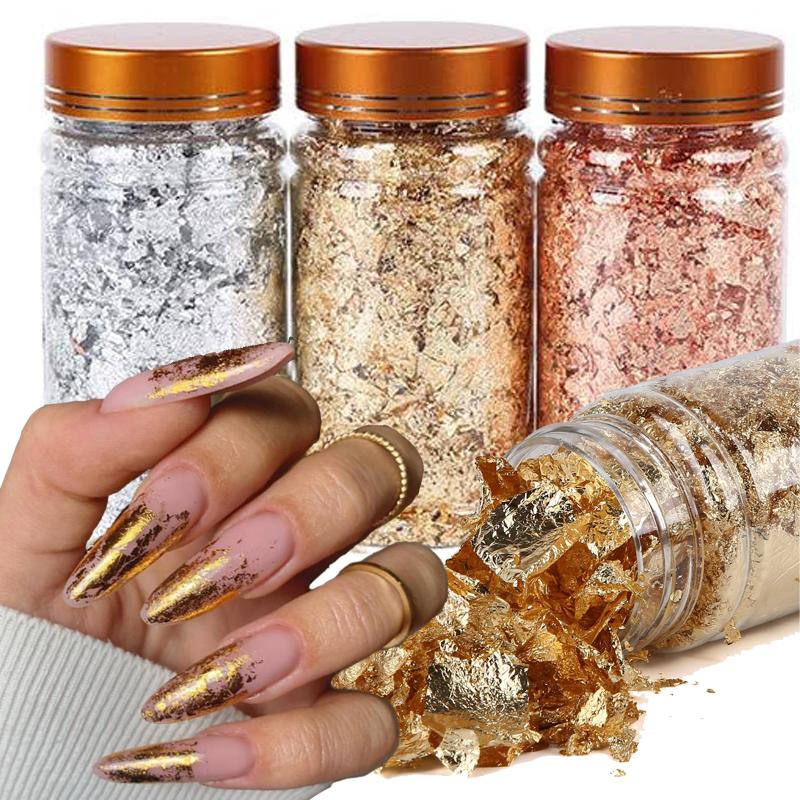 1-12pcs Aluminum Nail Flakes Foils Set Gold Silver Irregular Paillette Nail Art Sequins Decorations Glitter Sticker for Manicure
