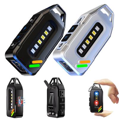 Мощный мини COB светодиодный фонарик-брелок, перезаряжаемый через USB, подвесной рабочий свет, водонепроницаемый брелок, кемпинг, прогулки, карманный фонарик