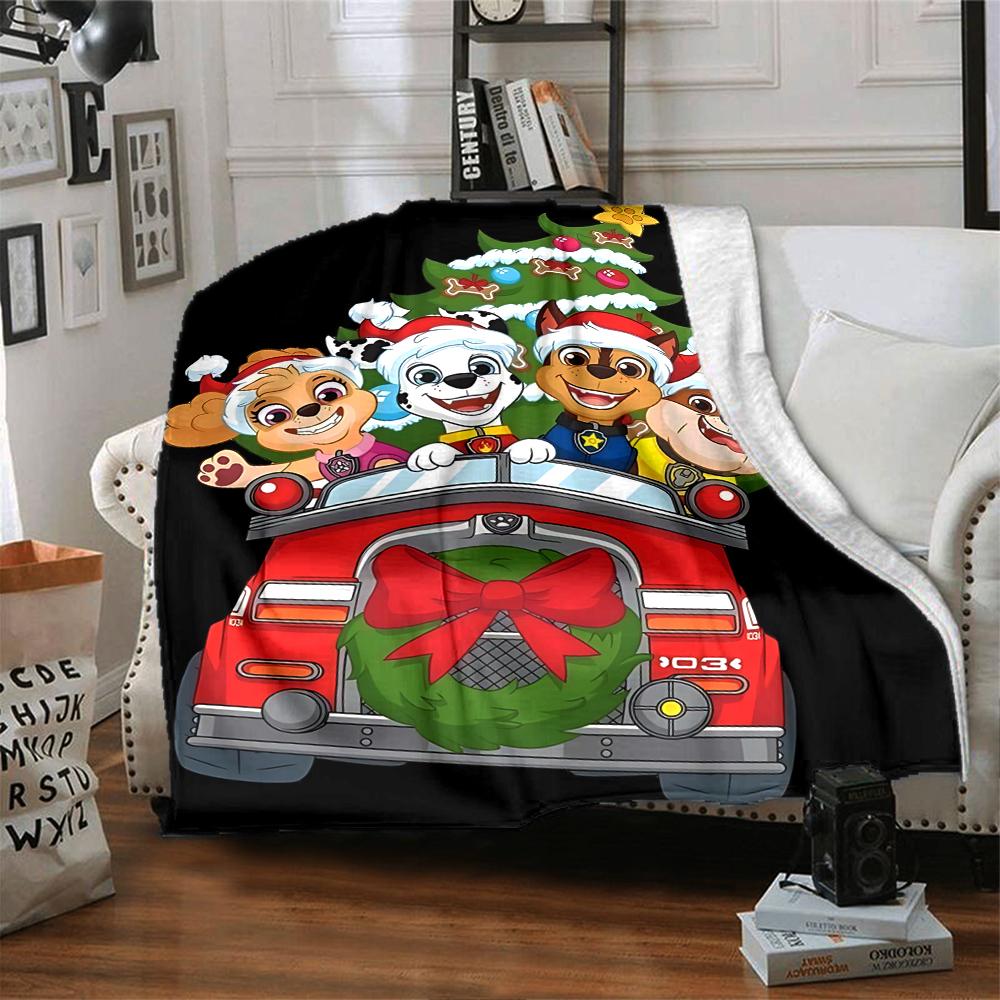 1Pc Paw Patrol Christmas Adventure Blanket Soft Throw Blanket For Home Bedroom Bed Sofa Travel Office Solid Christmas Blanket