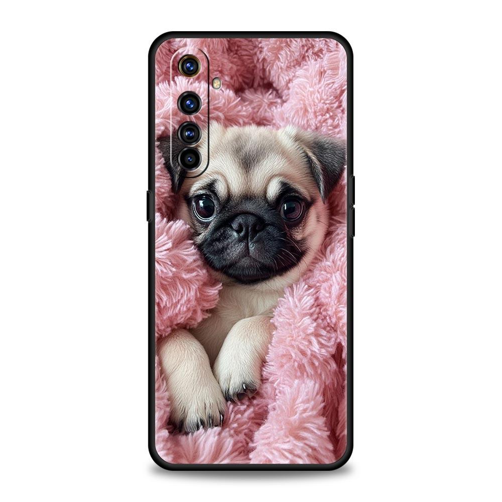 Милый чехол для телефона с собакой мопсом для Realme 12 11 10 9 8 5G 7 6 GT5 GT3 GT2 Pro Plus C21 C11 C25 C35 для Realme GT Neo 2 3 3T 5