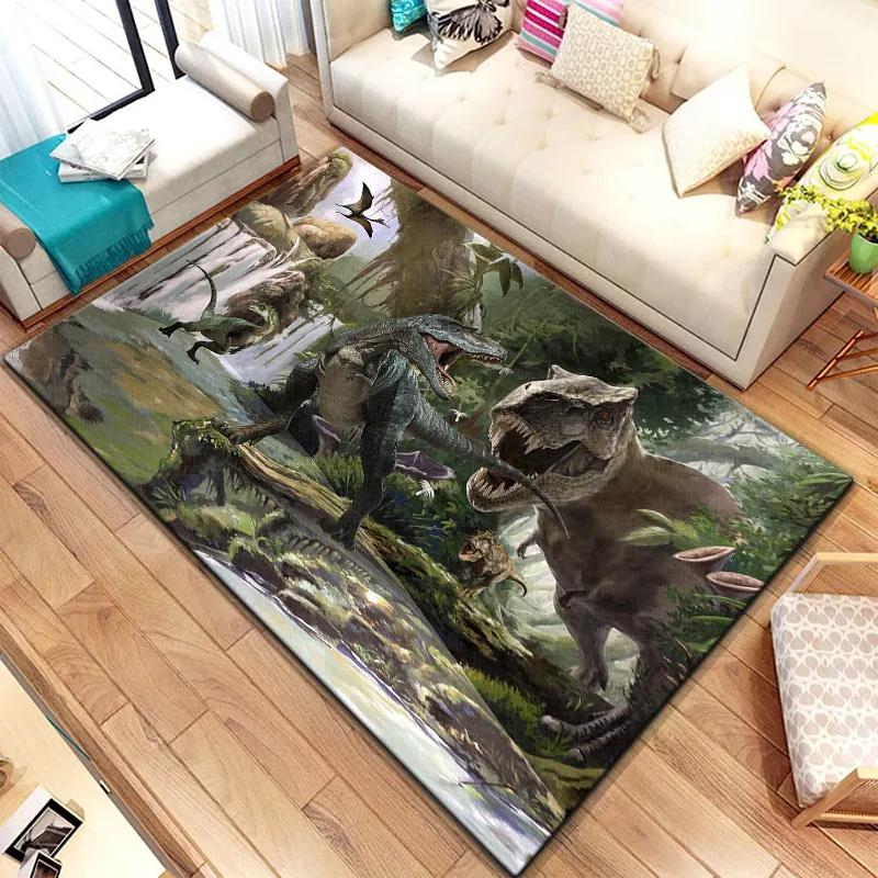 3D Ковер с принтом динозавров Юрского периода для гостиной, спальни, кухни, ванной комнаты, прихожей. Нескользящий придверный коврик, ковер, коврик для йоги