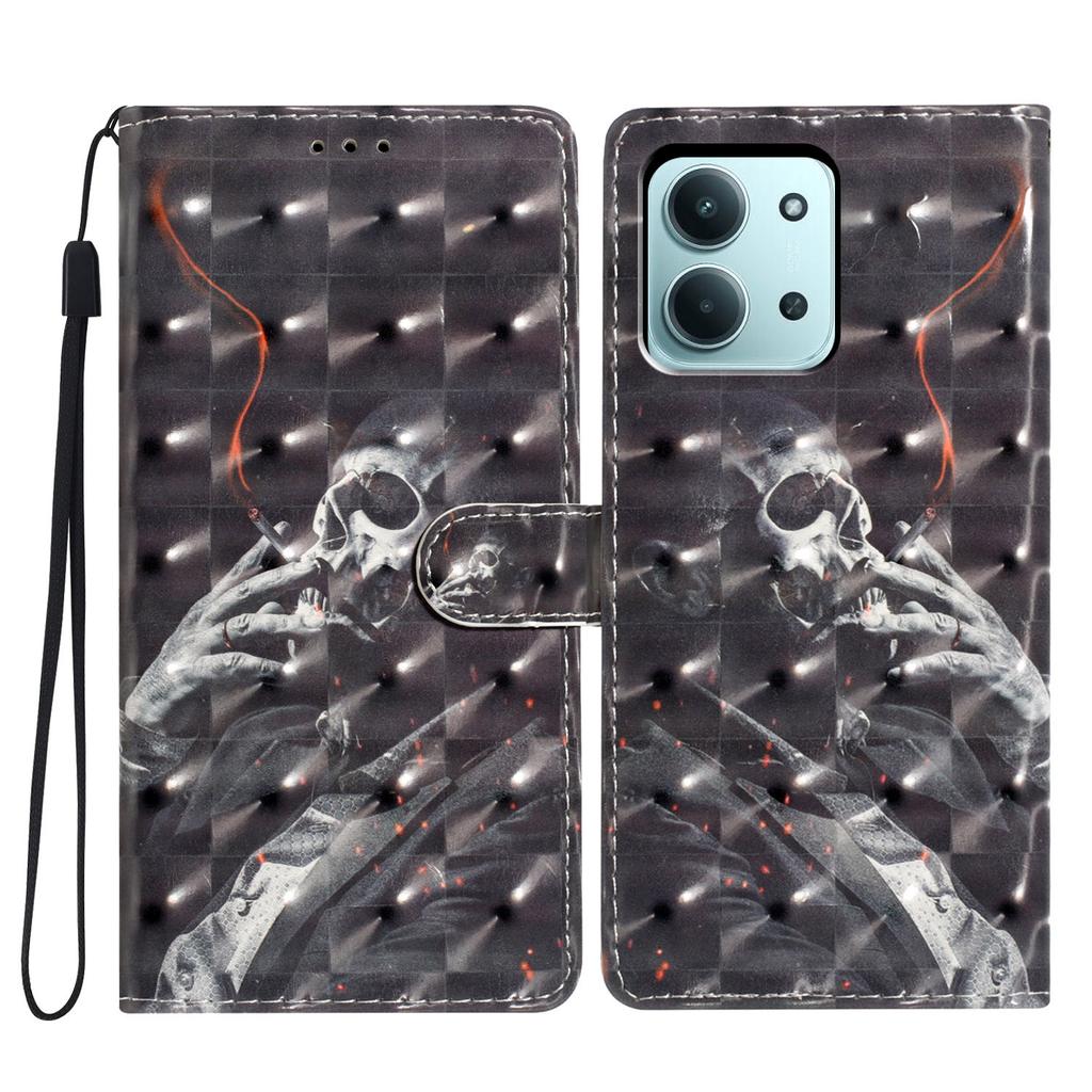 Для Xiaomi Redmi 15C 4G (Глобальный) (171 мм)/Чехол для Poco C85 4G Кожаный кошелек Чехол для телефона 3D печать рисунка