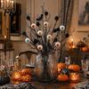 Halloween Artificial Branch Black Branches, Scary Eyeballs Picks with Bats Pine Bat And Eyeball Cones for Gothic Vase Filler, Floral