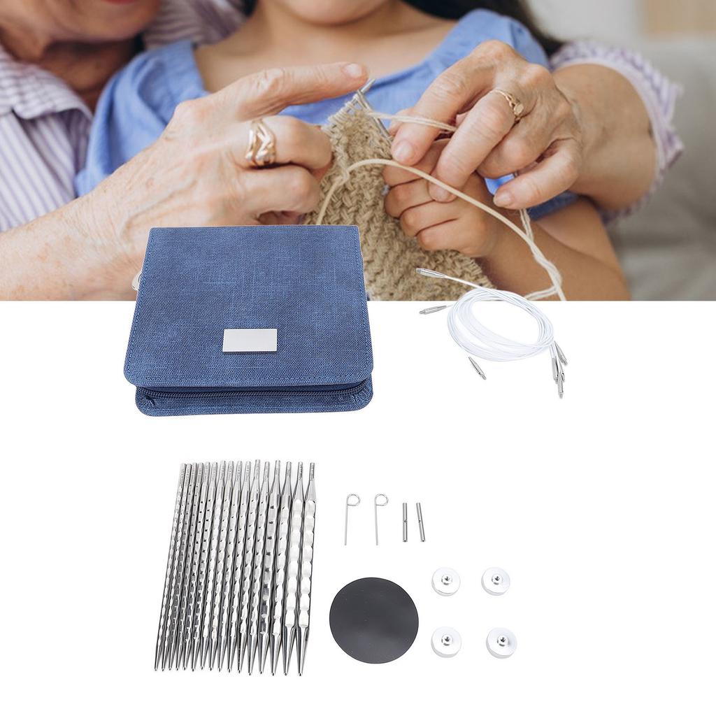 Набор из 8 пар круговых спиц, сменных для начинающих, с чехлом из нержавеющей стали для плетения