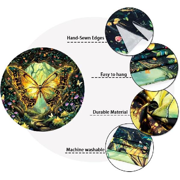 Galoker Blacklight Butterfly Tapestry Fantasy Forest Tree Tapestry UV Reactive Plant Floral Wall Tapestries Neon Tree of Life Tapestries Wall Hanging