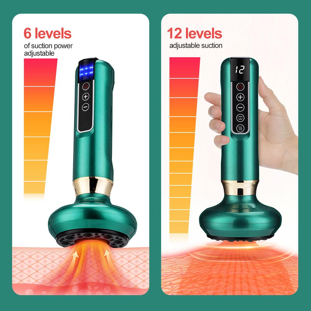 Smart Body Massage Suction Vacuum Cupping Device 6/12 Levels Anti Cellulite Heating Cans Back Guasha Scarping Chinese Meridian