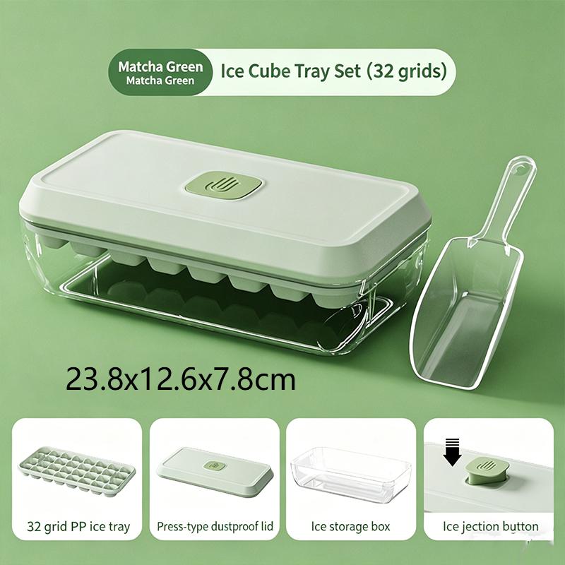 Quick Release Ice Cube Tray With Storage Box And Scoop 18/32 Cavity Food Grade Ice Mold For Cocktails Whiskey And Daily Drinks