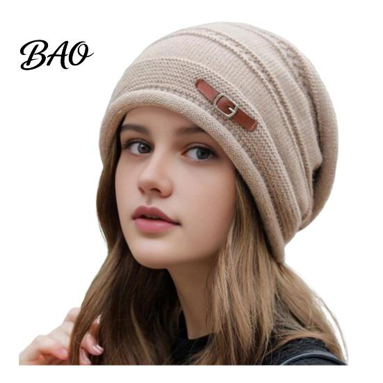 Velvet Lined Thermal Cap Winter Knitted for Women Girls, Thickened Warm Hat Cold Weather, Casual Outdoor Snow Plush Fashion Stacked Hat, Stylish