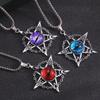 Retro Hip-Hop Five-Pointed Star & Skull Pendant with Turkish Blue Evil Eye Necklace