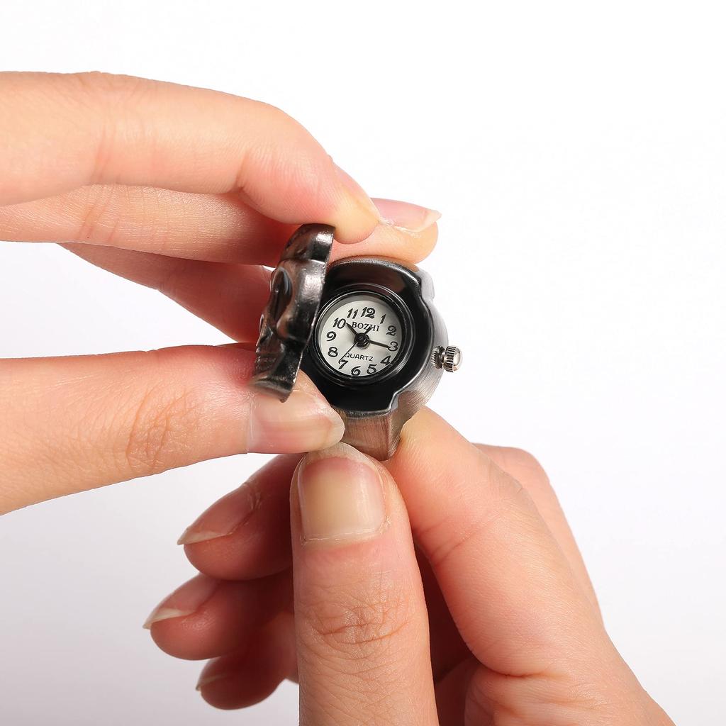 JEWELRYWE Ring Watch Simple Large Number Dial Watch Popular Waterproof Analog Quartz Business