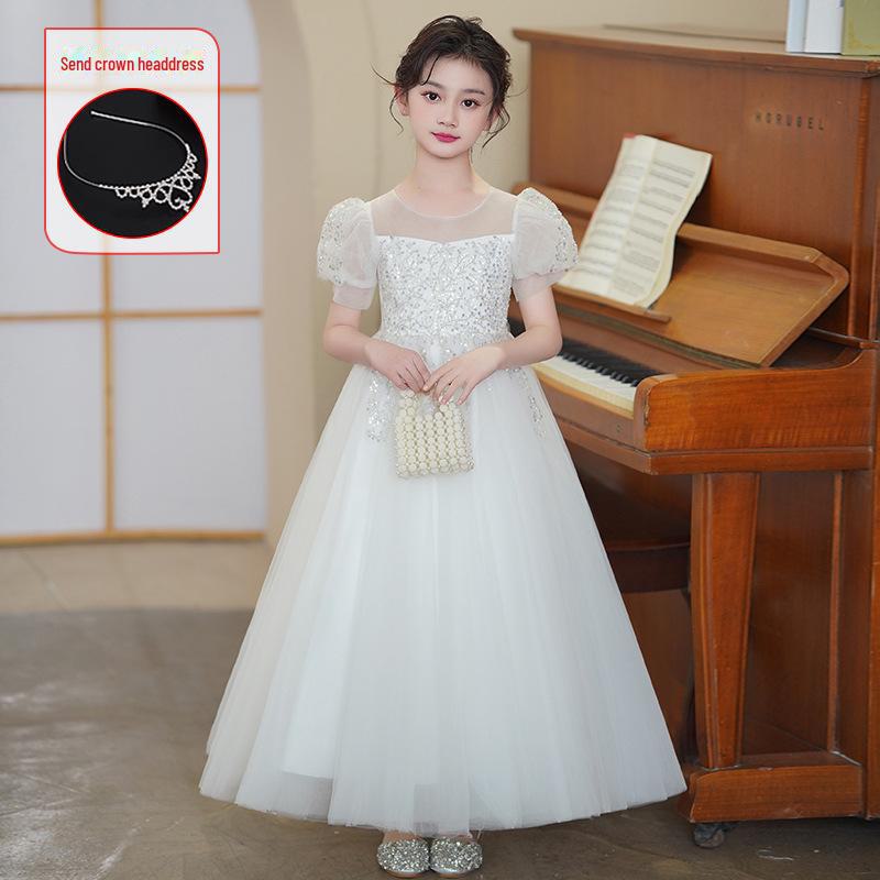 Высококачественное пышное платье принцессы для девочек - летний наряд для игры на пианино и дня рождения