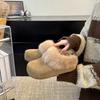 Ретро бархатные полусапоги на толстой подошве увеличивающие рост Birkenstocks 2025 осень-зима новые ленивые носят пушистые шлепанцы на одну ногу