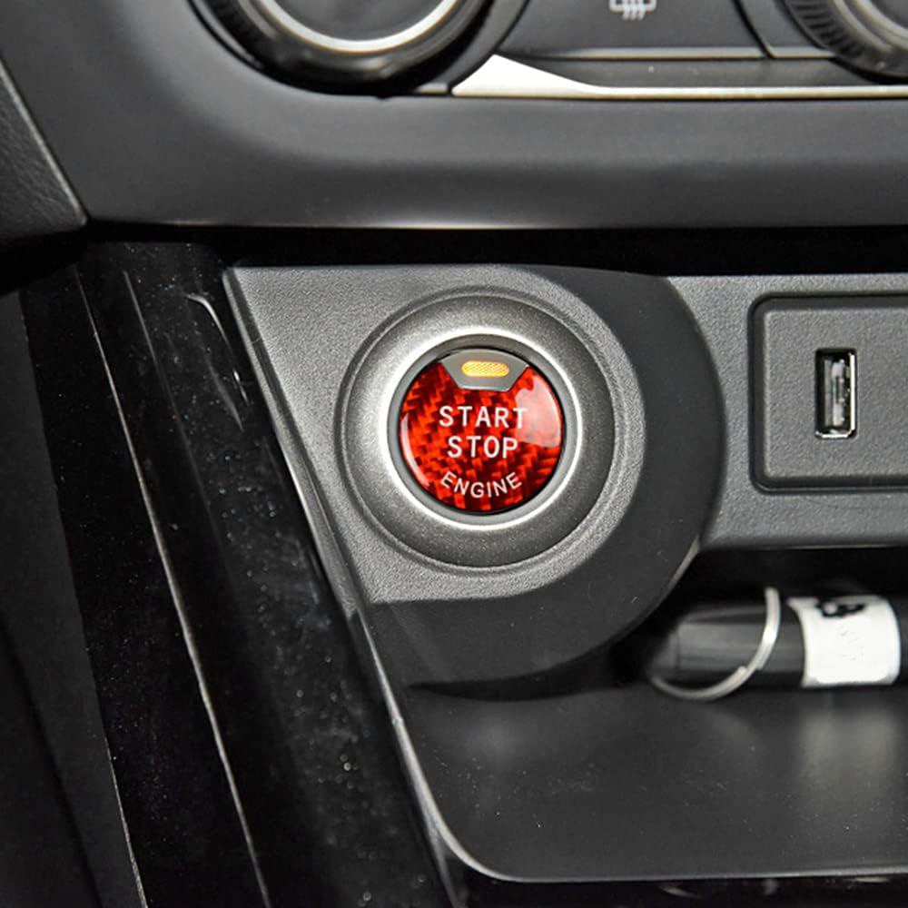 Red Carbon Fiber Engine Start Stop Push Button Cover For Infiniti Nissan 2011-19
