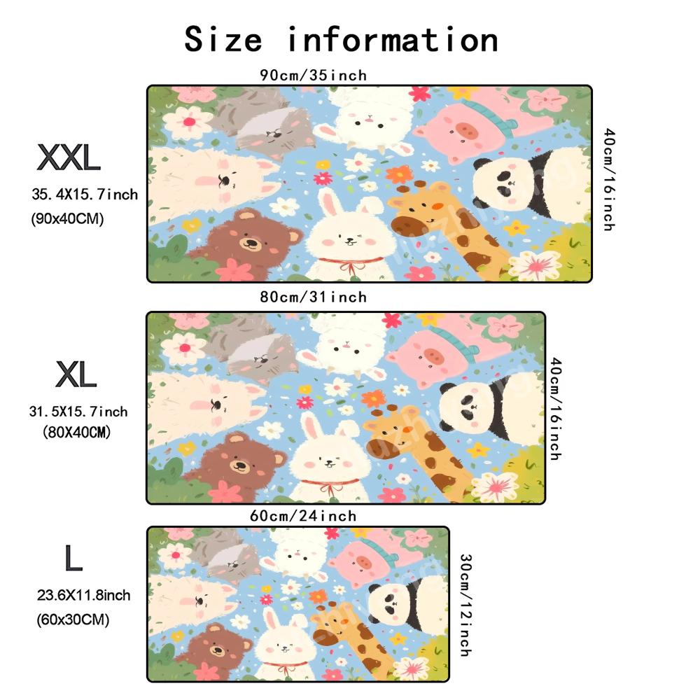 Happy Puppy Mouse Pad Large Computer Office Game Table Mat Rubber AntiSlip Stitched Edge Keyboard Mats 90x40 Xxl Desk Pads