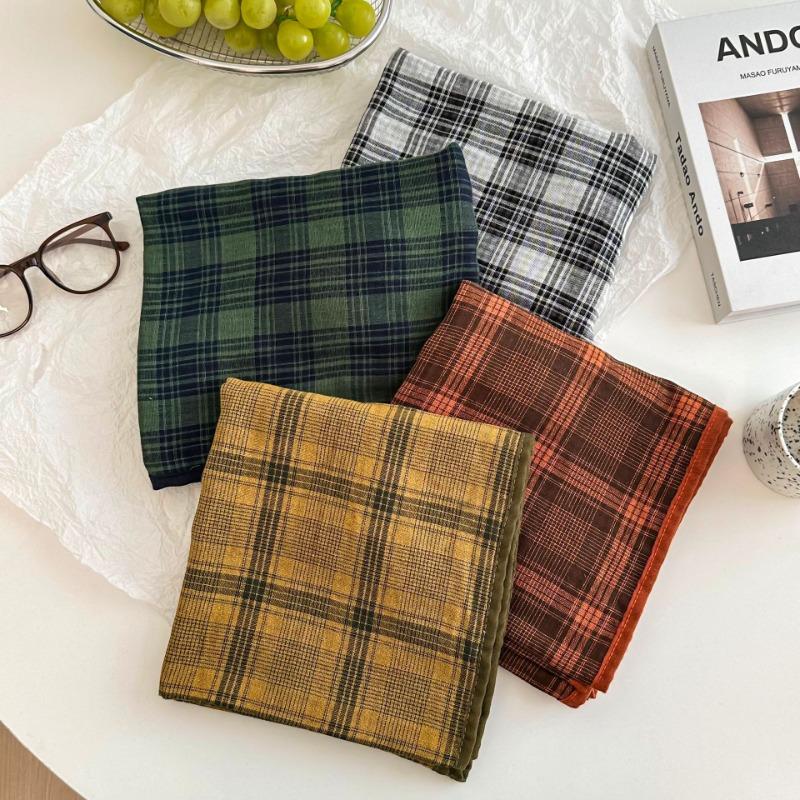 Шелковый шарф новый литературный идиллический сумка головной платок повязка шарф шарф маленькая шаль мода клетчатый треугольный шарф завязанный на талии