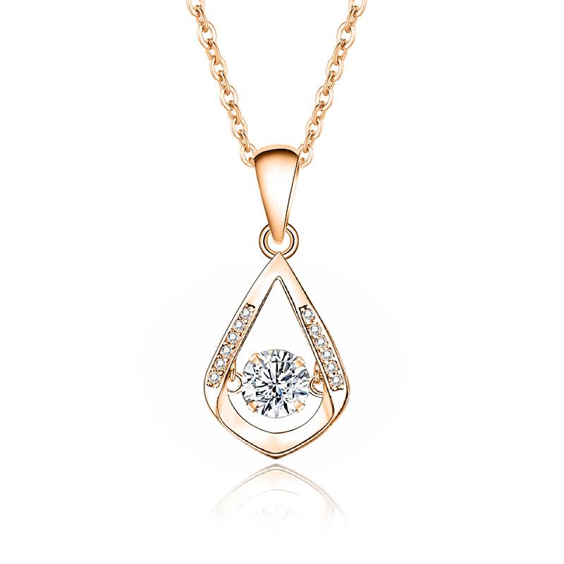 Fine S925 Sterling Silver Rose Gold Plated Water Drop Shape Women's Necklaces Round Cut 0.5CT VVS GRA Dancing Moissanite Pendant