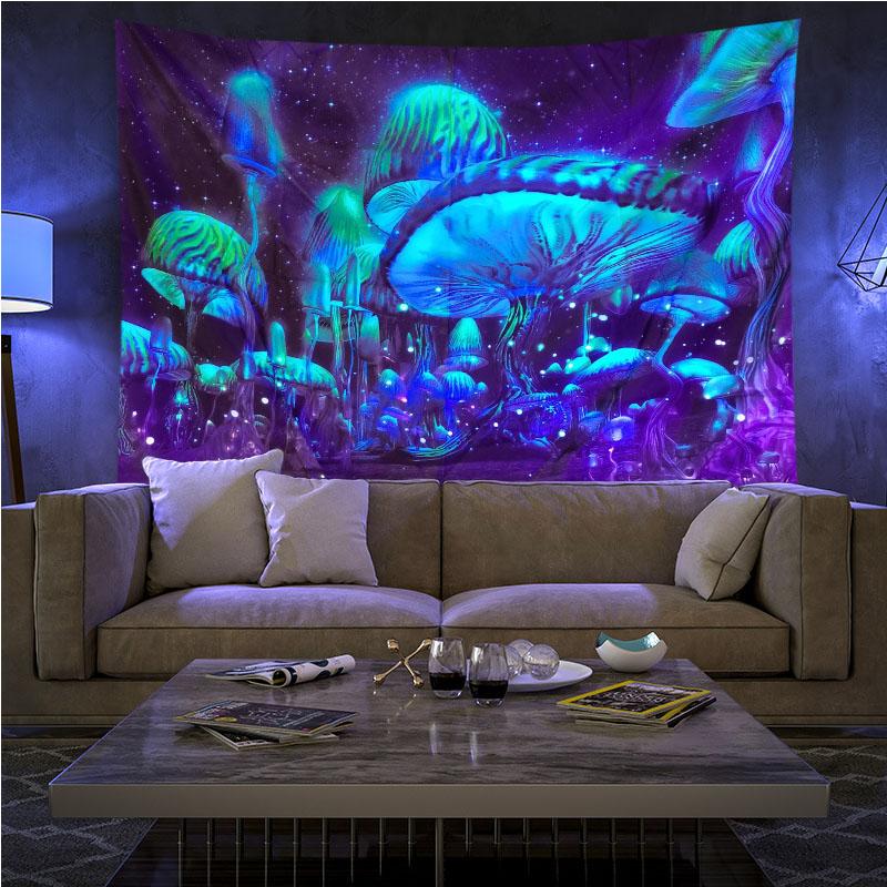 Флуоресцентный грибной гобелен фон светящийся настенный художественный домашний декор
