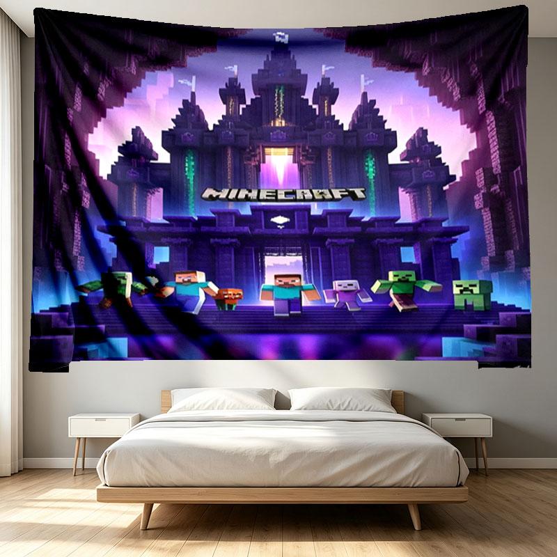 Minecraft Print Tapestry - Portable Wall Decor Cloth, for Home, Dorm, Travel, Bedroom, Living Room - Ideal Birthday Housewarming Gift