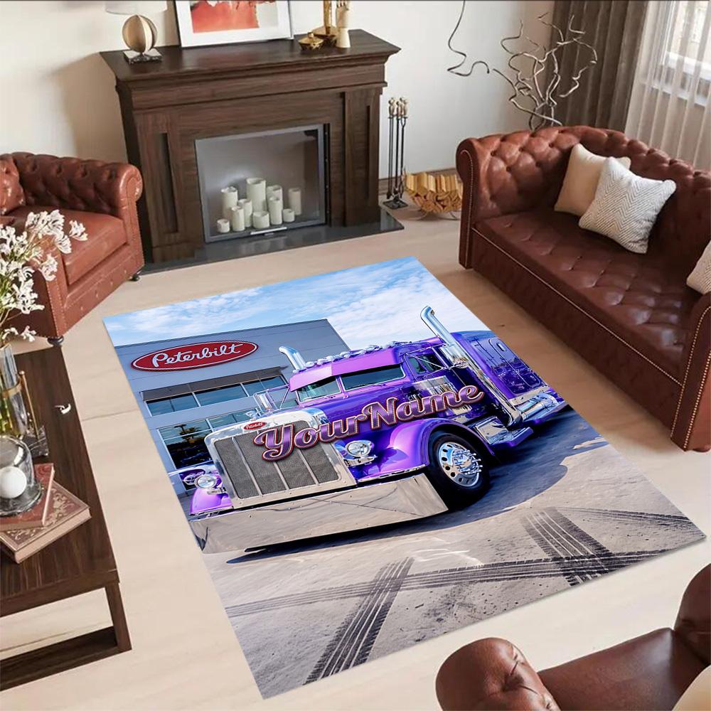 Peterbilt Heavy Trucks Customizable Name Carpet Suitable for Living Rooms Foyer Balcony Entryway Anti-slip Rug Anime Office Decor