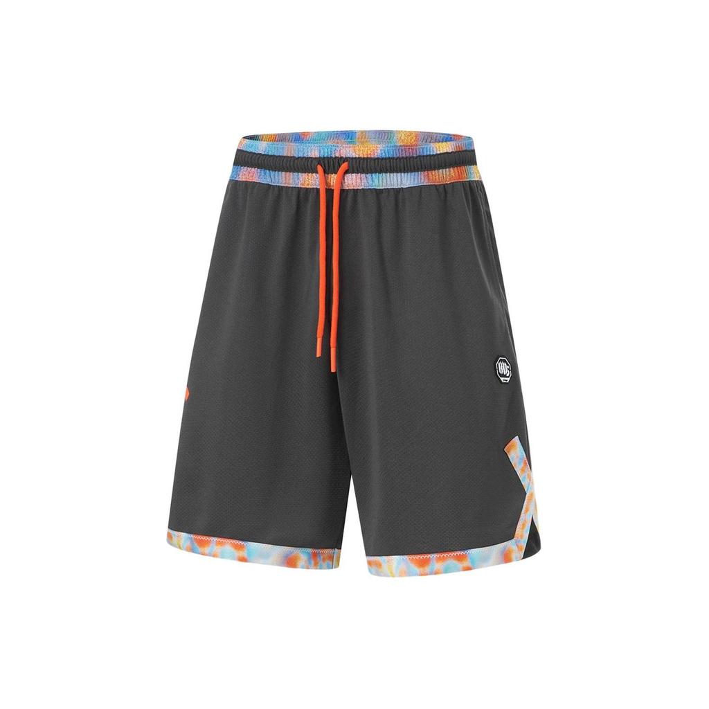 Li-Ning Color Block Letter Mid-Waist Drawstring Straight Sports Shorts Men Bottoms Obsidian-Gray AAPU111-2