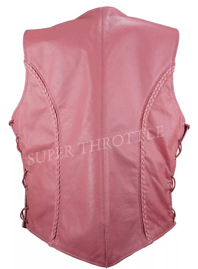 Зимний стильный кожаный розовый жилет Барби пальто из овчины нарядный женский жилет