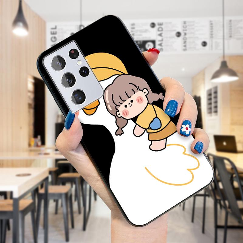 Чехол для телефона с изображением утки и девушки из мультфильма, противоударный чехол для телефона для девочек и мальчиков