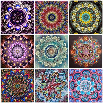 Алмазная картина Мандала Полная вышивка квадратная алмазная вышивка Цветочная вышивка Мозаика из бисера 5D DIY Искусство Декор стены
