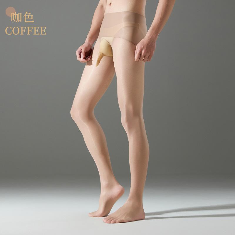 Новые чулки Aurora Ультратонкие Прозрачные Сексуальные Черные Шелковые 360 Бесшовные Лошадиное Масло Высокая Талия Блестящие Мужские Колготки